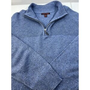 NWOT Linea Uomo Blue Fisherman 1/4 Zip Outdoor Old Money Knit Sweater Size XL